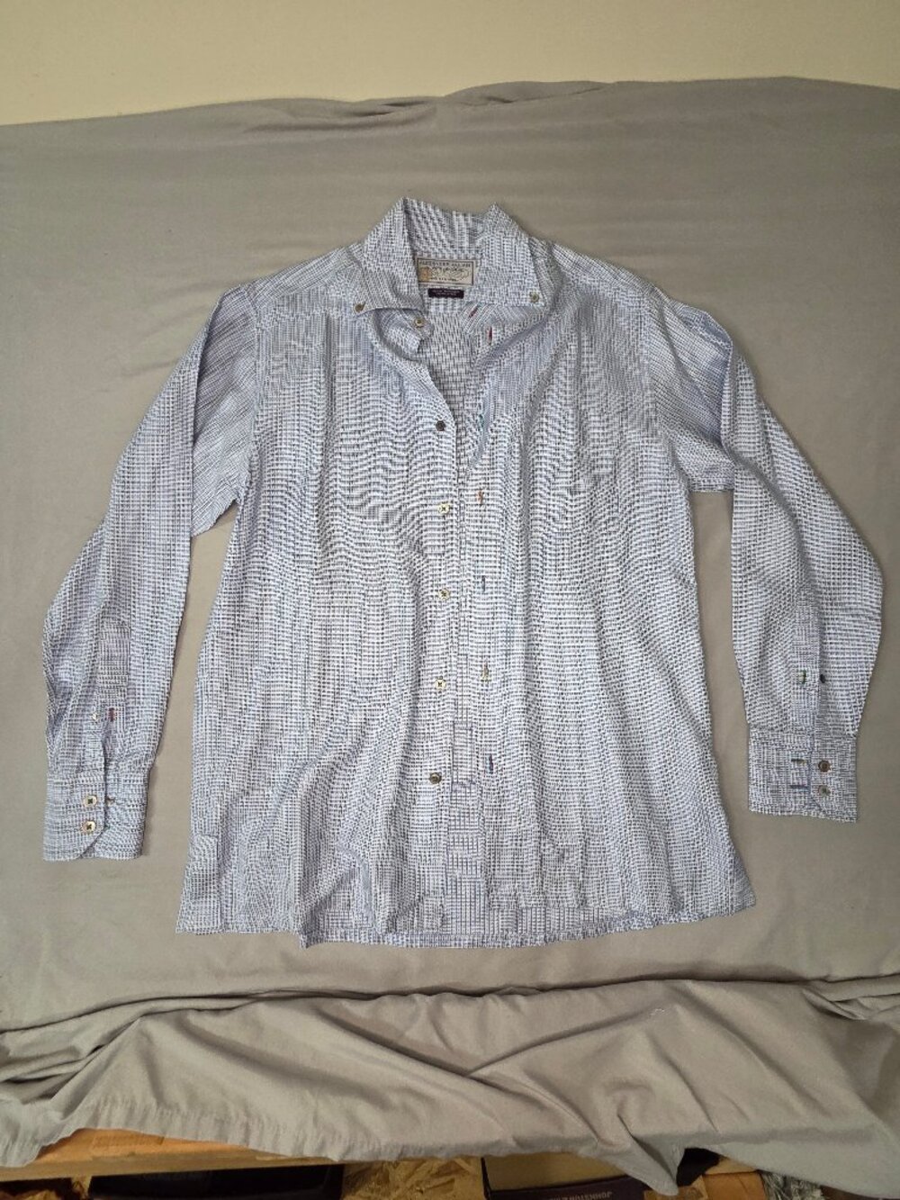 Alexander Julian Private Reserve Italian Cotton Shirt M Blue Check